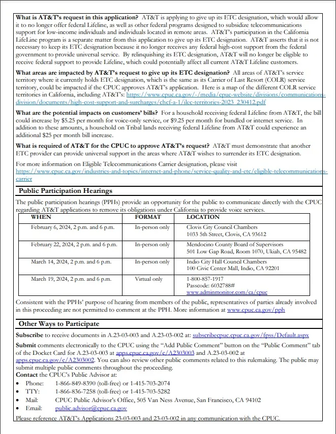 CPUC fact sheet