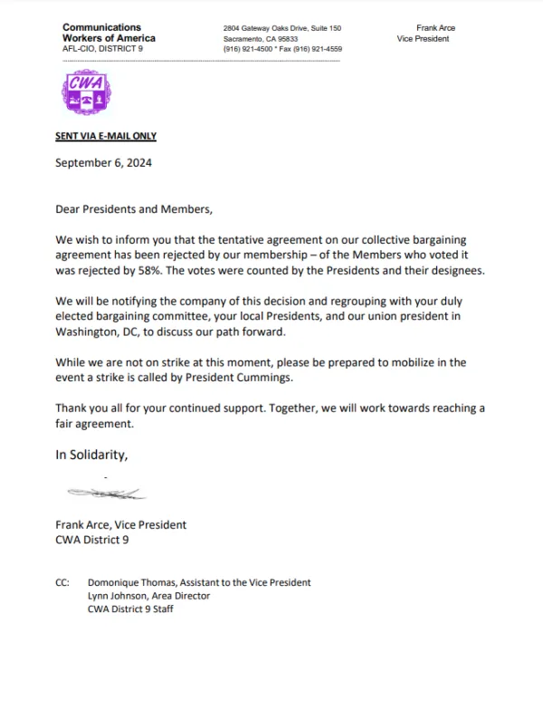D9 VP Letter 2024 Ratification vote results