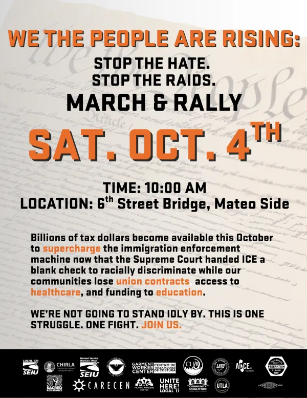 LA Fed Flyer - Stop the hate OCTOBER 4TH RALLY